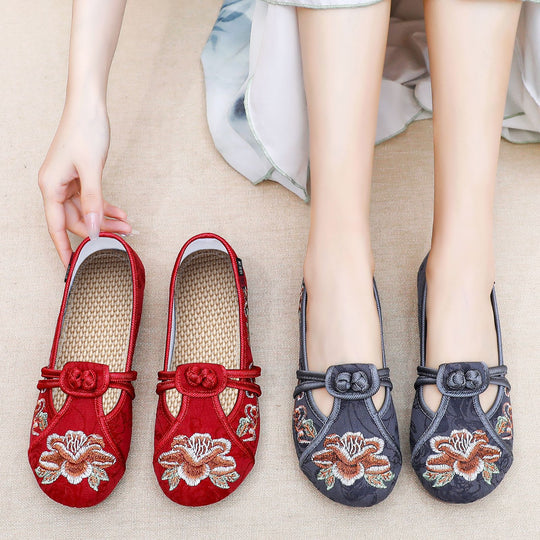 Damen Elegante und handbestickte Gastronomie-Ballerinas EB