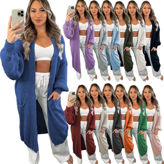 Damen Großer Strickcardigan mit offenem Schnitt und praktischen Taschen EB