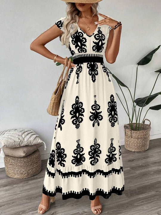 Damen Elegantes Maxikleid mit faszinierendem Musterdruck EB
