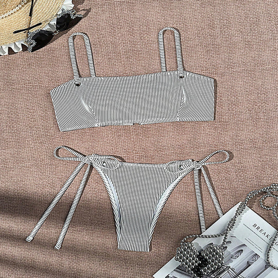 Damen Sportlicher Bikini mit modischen Bindebändern EB