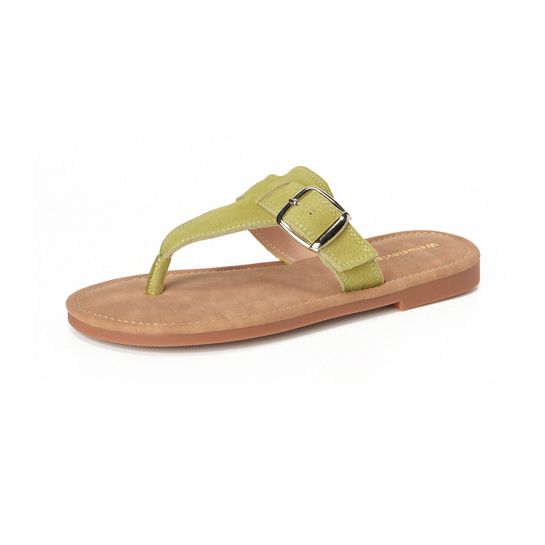 Damen Flip-Flops mit modischem Riemen und Schnallenakzent EB