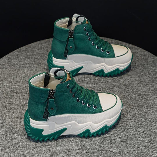 Damen hohe Sneaker mit modischem Reißverschluss und sportlicher Sohle EB