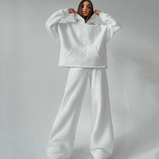 Damen zweiteiliges Lounge-Set mit sculpting High Waist Palazzohose und oversized Kapuzenhoodie EB