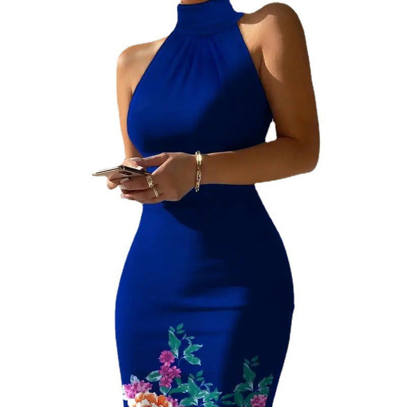 Damen Figurschmeichelndes Maxikleid mit hochgeschlossenem Ausschnitt und modernem Streifenmuster EB