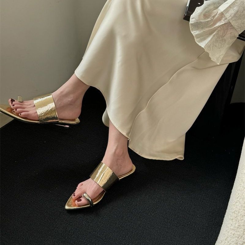 Damen elegante Open-Toe Mules mit spitzem Design EB