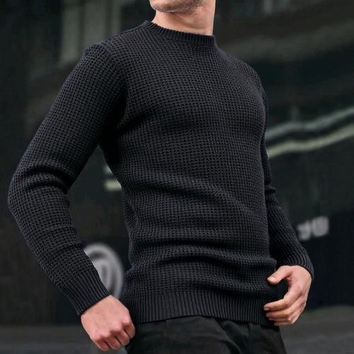 Herren lockerer Strickpullover mit Waffelmuster EB