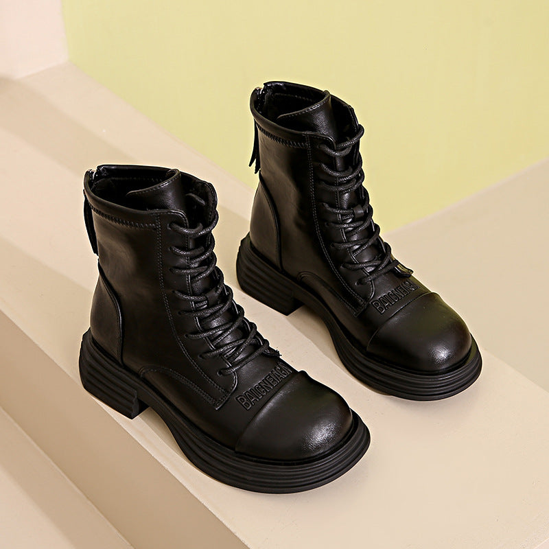 Damen Leder Combat Boots mit robustem Profil und modischem Design EB