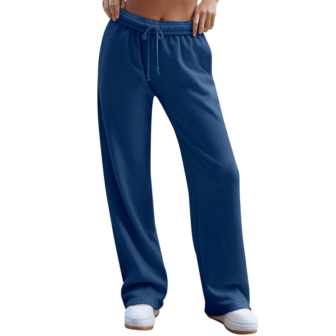 Damen nan weite Komfort-Loungehose mit hochgeschnittener Taille, elastischem Bund und Kordelzug EB