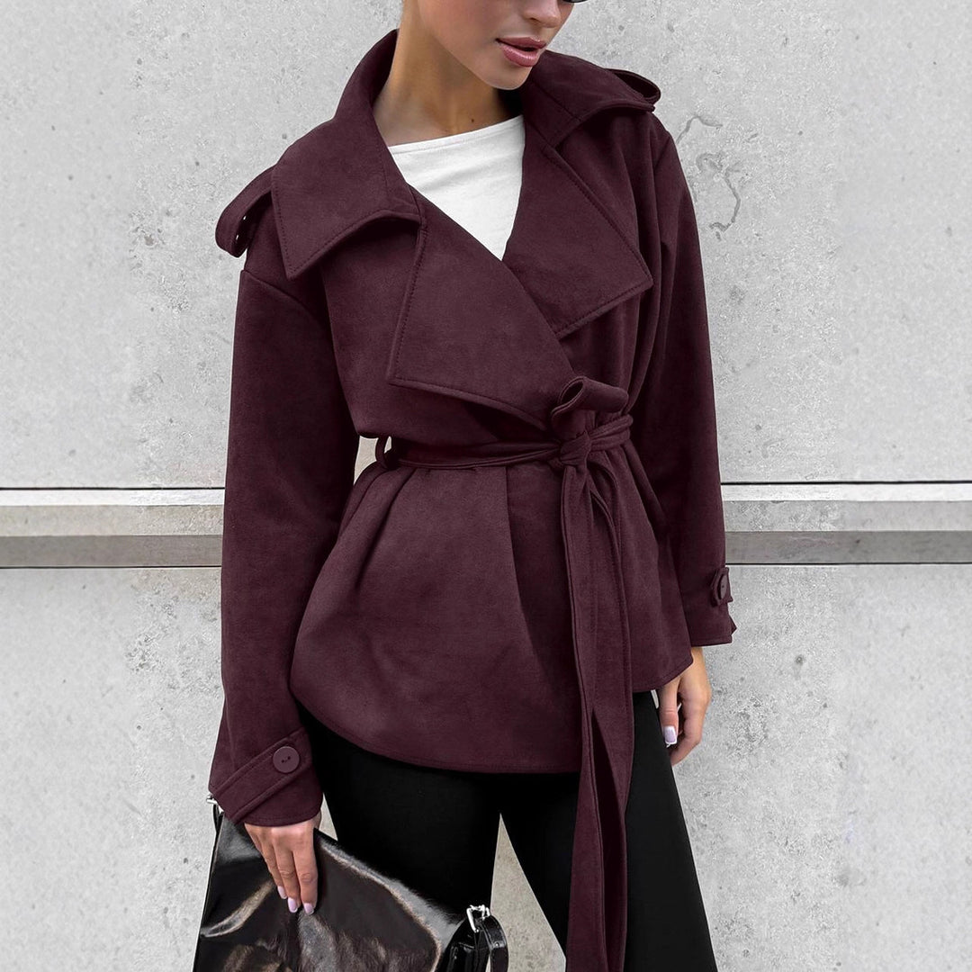 Damen Elegante Utility-Jacke mit Taillengürtel und entspannter Passform EB