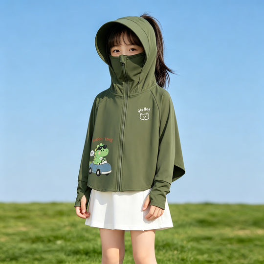 Damen UV-Schutzjacke mit Kapuze und leichtem Baumwollmaterial EB