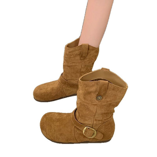 Damen Stiefeletten mit modischem Raffungselement und praktischen Schnallen EB