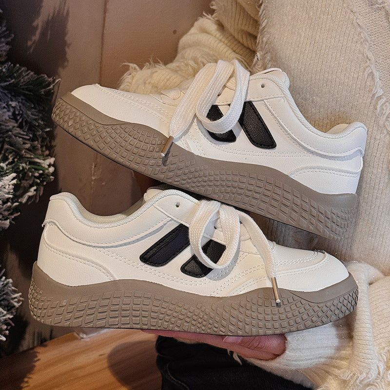 Damen Komfortable Sneakers mit dicker Gummisohle und atmungsaktiver Oberflächenstruktur EB