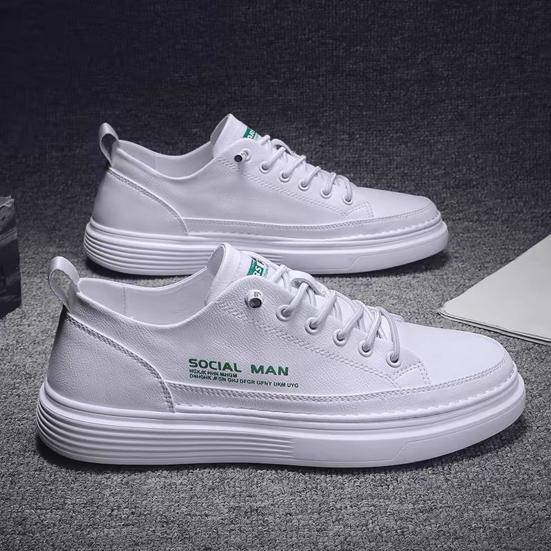 Herren modische Sneakers mit hochwertigem Leder-Obermaterial und dämpfender Sohle EB