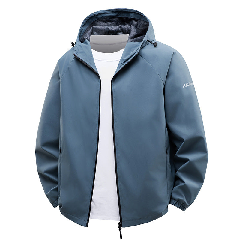 Herren  leichte wasserabweisende Kapuzen-Shell-Jacke mit atmungsaktivem Mesh-Futter EB