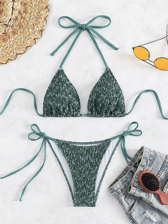 Damen Triangel-Bikini mit verstellbaren Trägern und eleganten Rüschendetails EB
