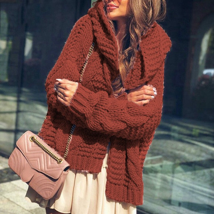 Damen Grobstrickjacke im lässigen Oversized-Stil mit Schalkragen und großen Taschen EB