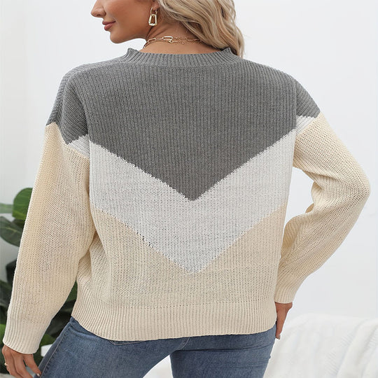 Damen modischer gestrickter Pullover mit V-Shape-Muster EB