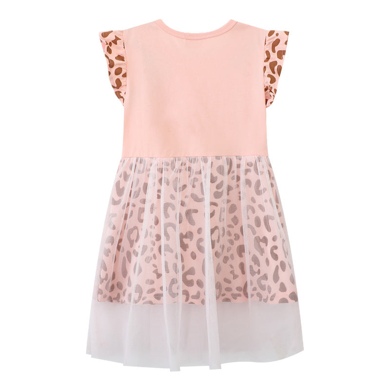 Mädchen Kleid mit Tiermotiv und Tüllunterrock EB