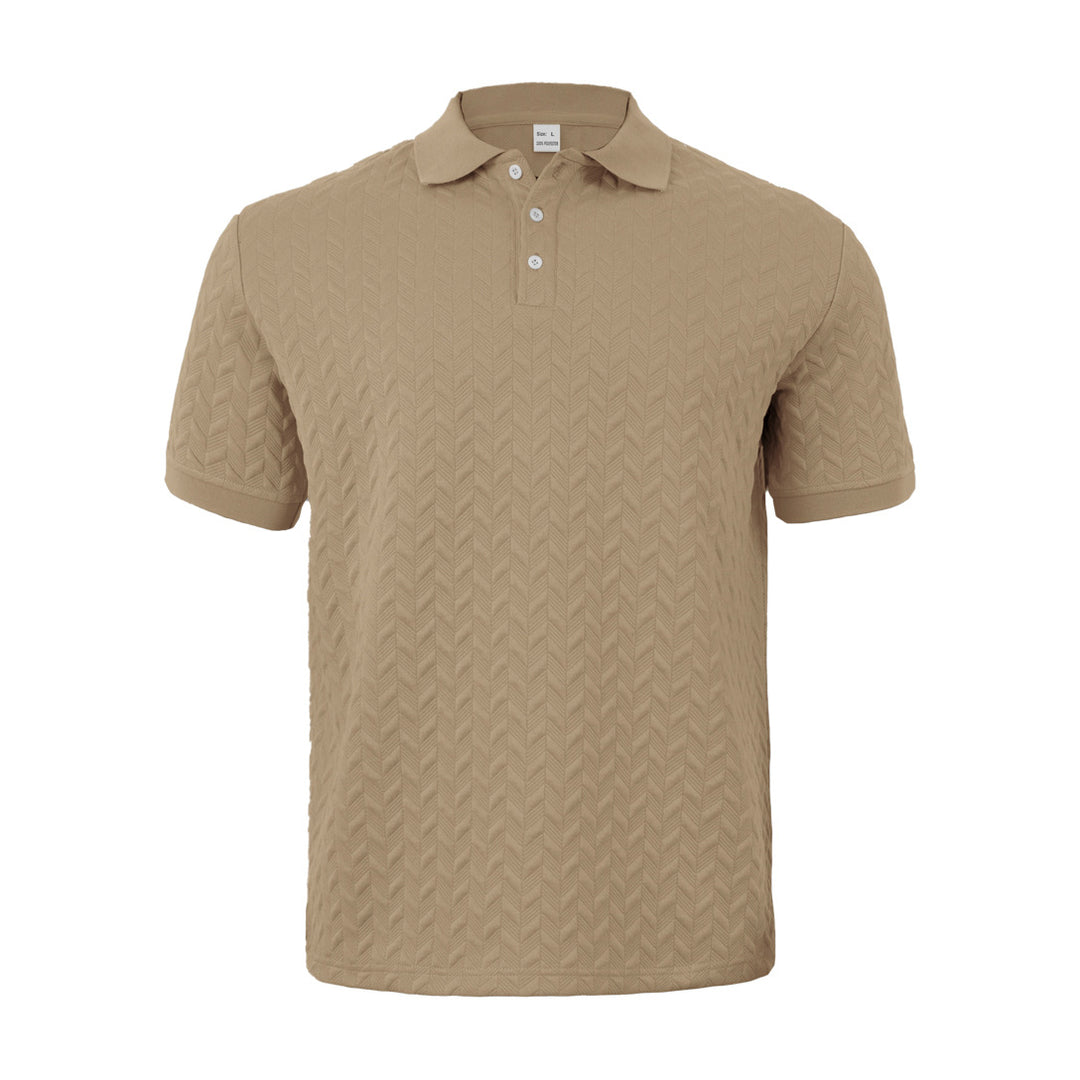 Herren nan feingewobenes Polohemd mit Chevron-Reliefstruktur und kurzer Knopfleiste EB