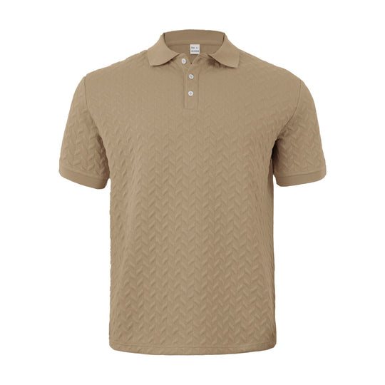Herren nan feingewobenes Polohemd mit Chevron-Reliefstruktur und kurzer Knopfleiste EB