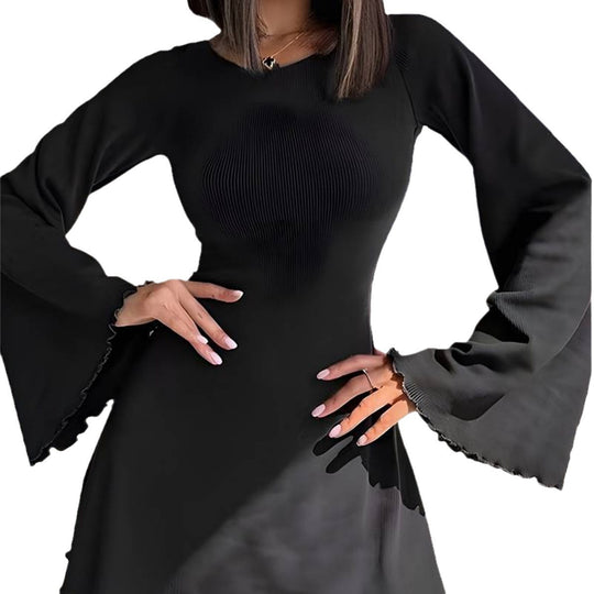 Damen A-Linien Minikleid mit ausgestellten Trompetenärmeln und taillierter Silhouette Eichborn Berlin