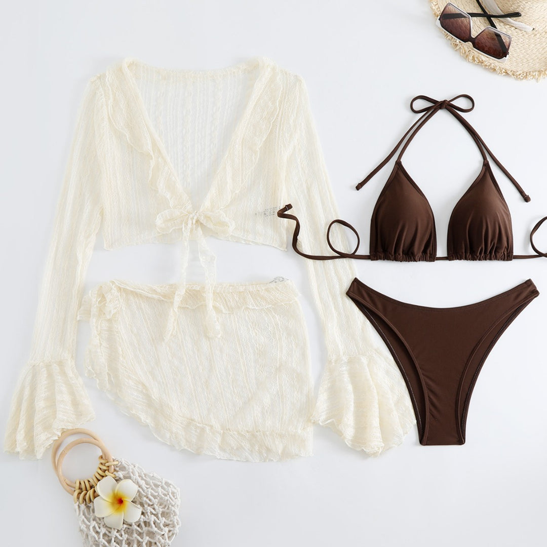 Damen Bikiniset mit transparentem Überwurf EB