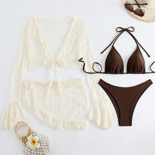Damen Bikiniset mit transparentem Überwurf EB