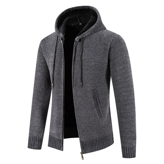 Herren Strickjacke mit Kapuze und strukturiertem Design EB