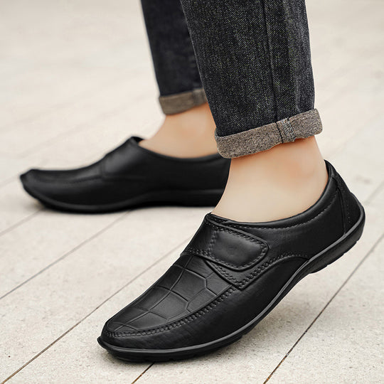 Herren Komfortable Leder Slipper mit leichtem Klettverschluss EB