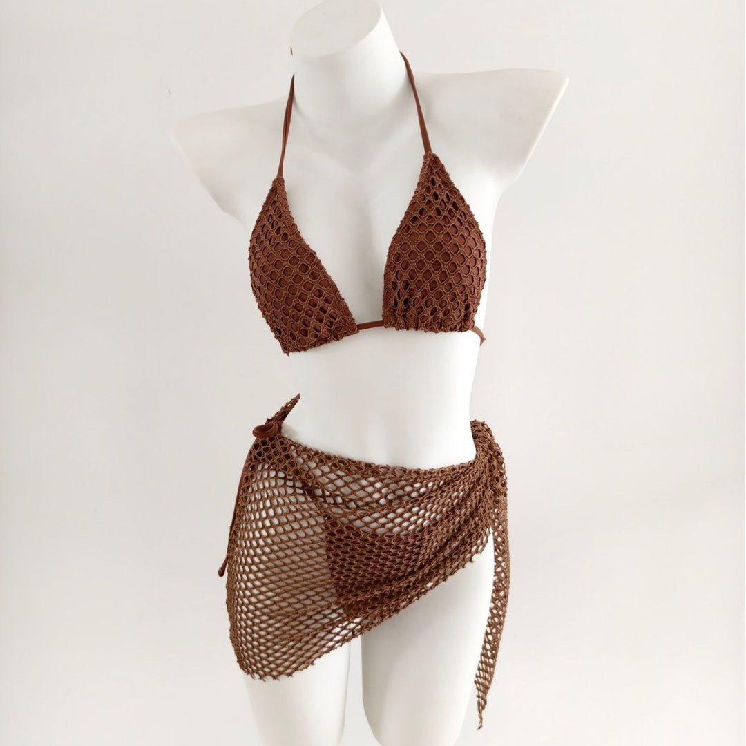 Damen Triangel-Bikini mit modischen Netzrock-Details EB