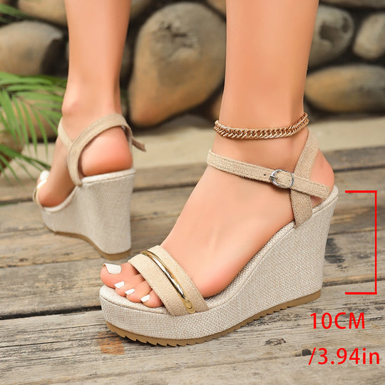 Damen Wedge-Sandalen mit modischen Riemen und komfortabler Sohle EB