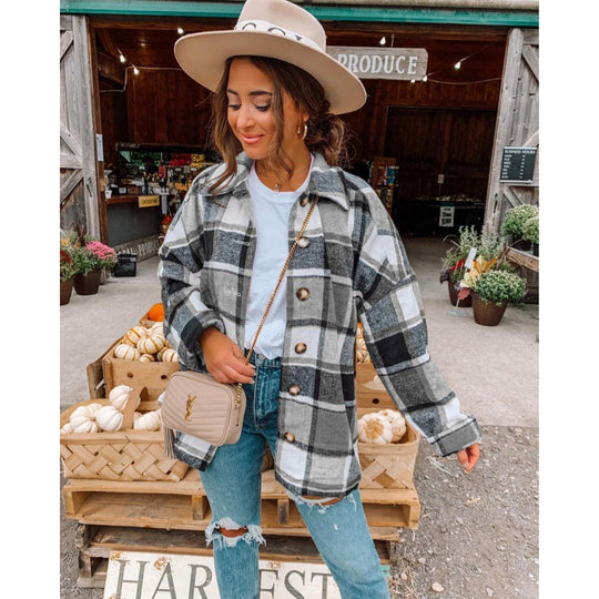 Damen Karierte Flanelljacke EB