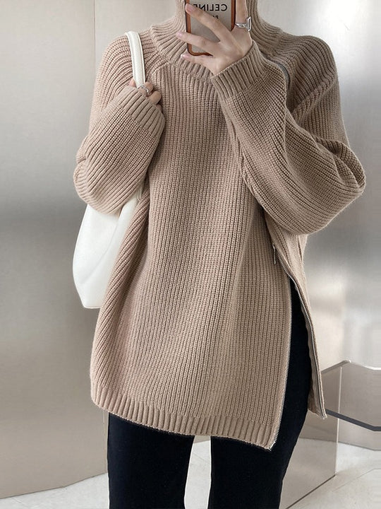 Damen Flair Pullover mit asymmetrischem Schnitt und Stehkragen EB