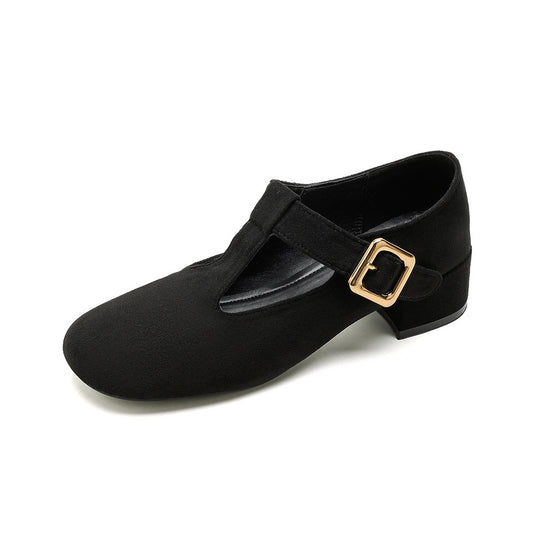 Damen modische Ballerinas mit eleganter Schnallenapplikation EB