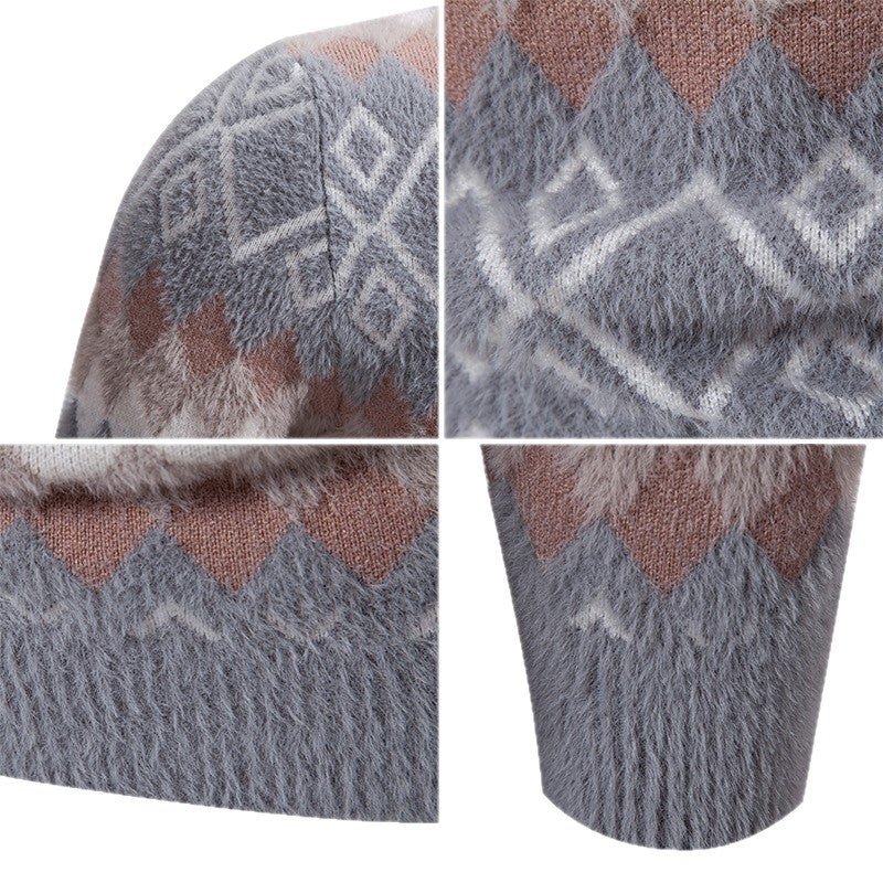 Herren Strickpullover mit geometrischem Muster und hohem Kragen EB