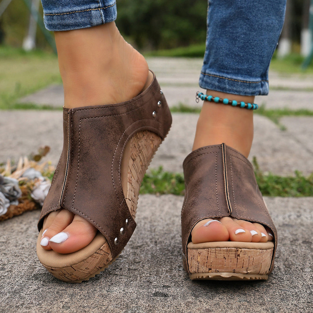 Damen Wedge-Pantolette mit anatomischem Fußbett und modischem Riemchendesign EB