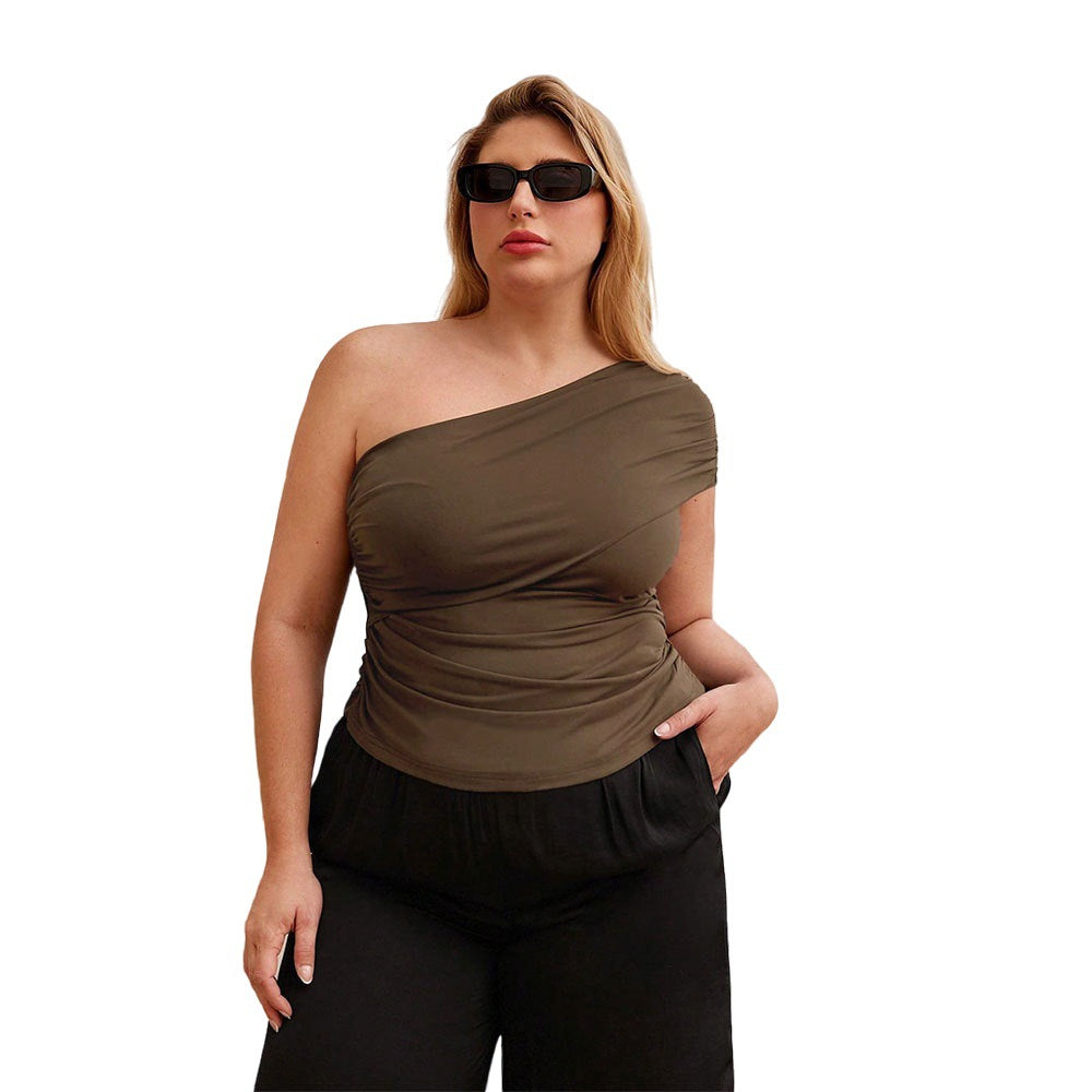 Damen asymmetrisches Wickeloberteil mit elegantem Rüschendesign EB
