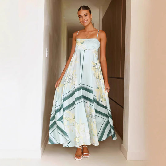 Damen Maxikleid mit floralem Motiv und fließendem Schnitt EB