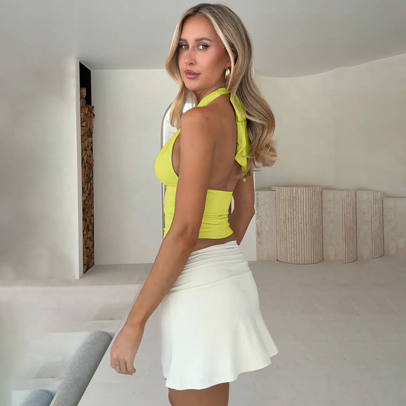 Damen Top mit raffiniertem Halterneck-Design und eleganter Schnalle EB