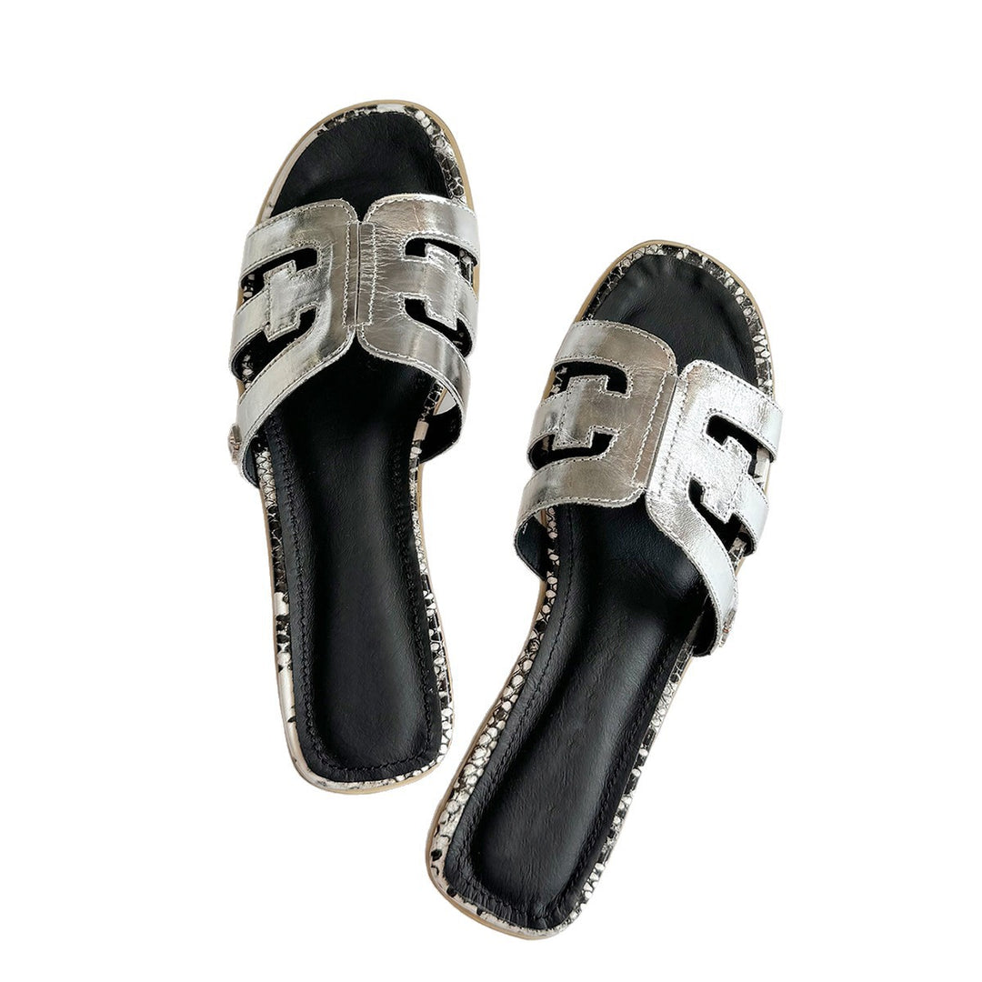 Damen Komfortable Slippers mit dekorativem Riemen und hochwertiger Sohle EB