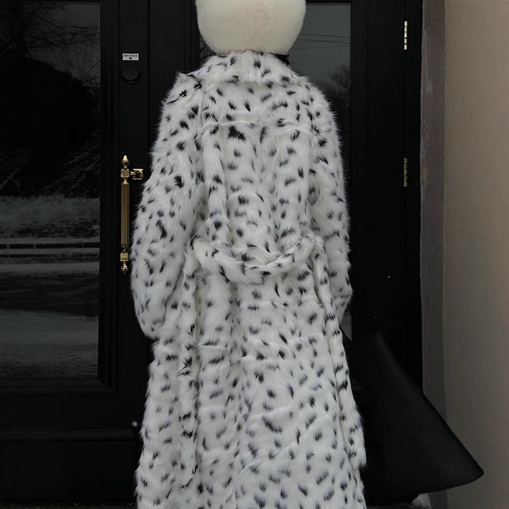 Damen luxuriöse Kunstfelljacke mit auffälligem Tiermotiv EB