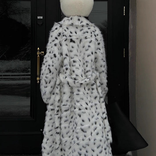 Damen luxuriöse Kunstfelljacke mit auffälligem Tiermotiv EB