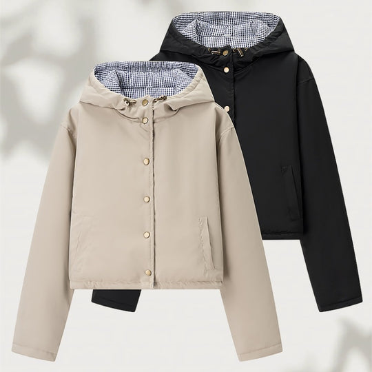 Damen gestepptes Übergangsjacke mit praktischer Kapuze EB