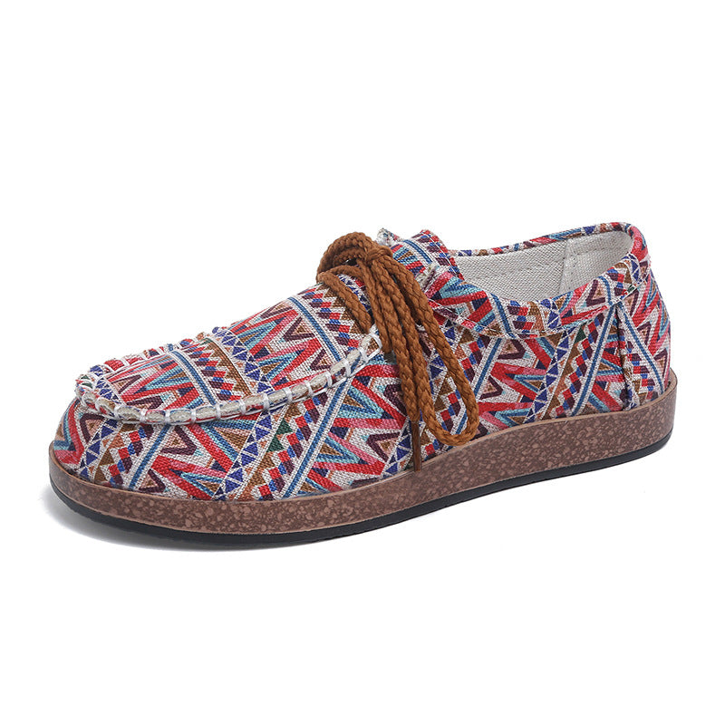 Damen Trendige Mokassins mit buntem Muster EB
