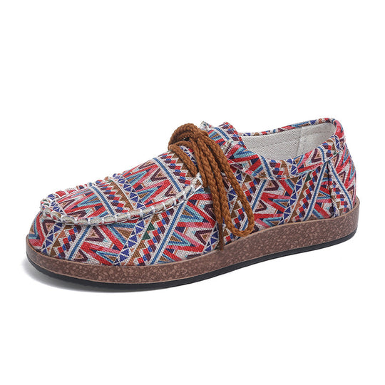 Damen Trendige Mokassins mit buntem Muster EB
