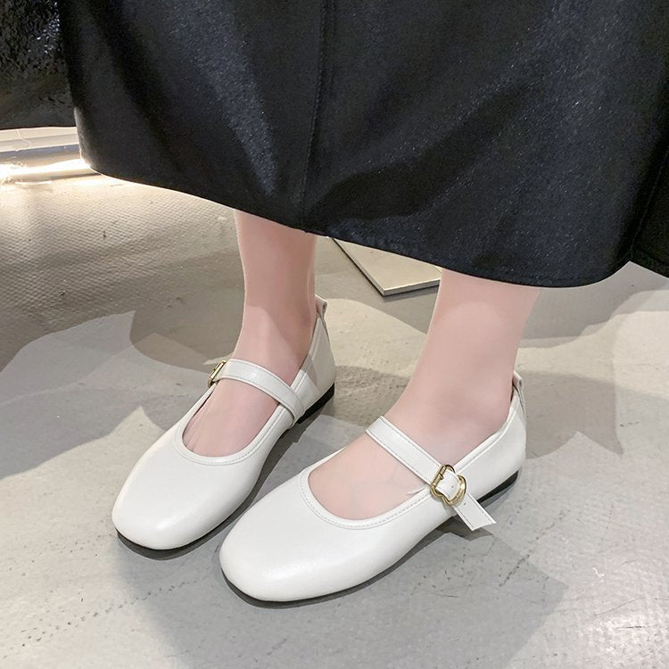 Damen komfortable Ballerinas mit verstellbarem Riemen und elegantem Schnallenakzent EB