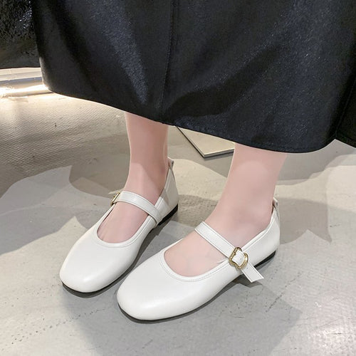 Damen komfortable Ballerinas mit verstellbarem Riemen und elegantem Schnallenakzent EB