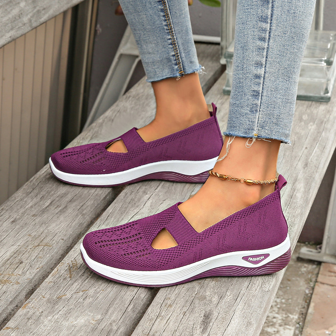 Damen Bequeme Slip-On Sneakers mit atmungsaktiver Netzstruktur EB