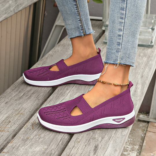 Damen Bequeme Slip-On Sneakers mit atmungsaktiver Netzstruktur EB