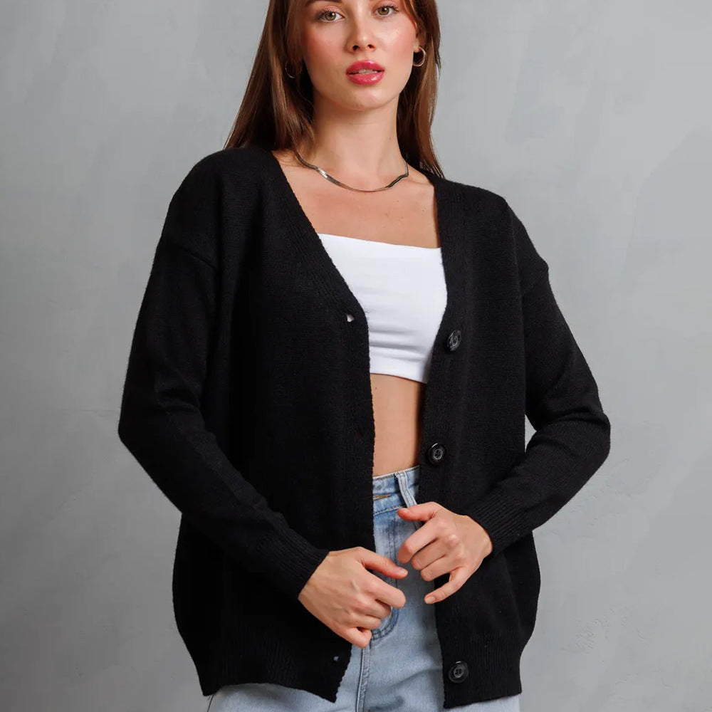 Damen Weicher Strickcardigan mit Knopfverschluss EB